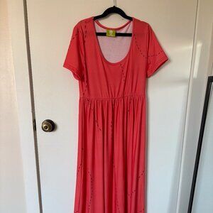 LIKE NEW Red-Orange Trash Queen "Ant Invasion" Maxi Dress – Size SMALL
